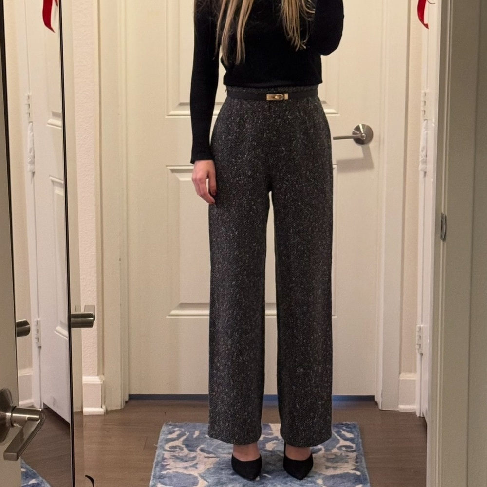 MaxMara Wool tweed Charcoal Wide Leg trousers